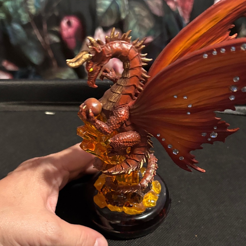 Red Dragon Figurine with Orange Wings